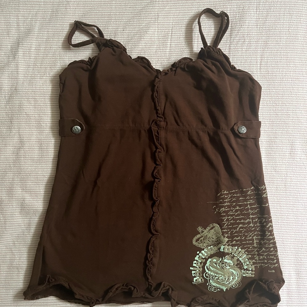 SOLD Twik Brown Camisole with Graphic Design